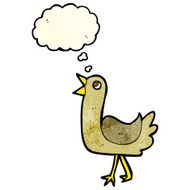 cartoon bird with thought bubble N86