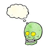 cartoon skull with thought bubble N10