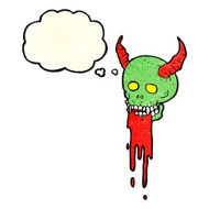 cartoon spooky halloween skull with thought bubble N4