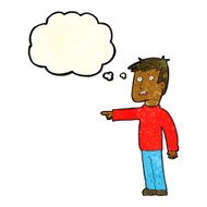 cartoon pointing man with thought bubble N26