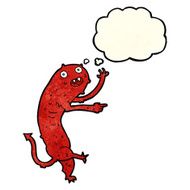cartoon gross little monster with thought bubble N3