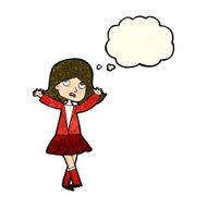 cartoon unhappy girl with thought bubble N6