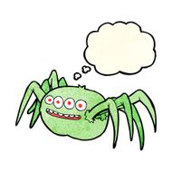 cartoon spooky spider with thought bubble N3