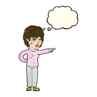 cartoon woman pointing with thought bubble N61