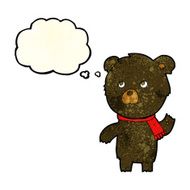 cartoon cute black bear with thought bubble N25