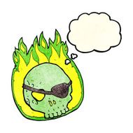 cartoon skull with eye patch thought bubble N3