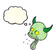 cartoon spooky skull with thought bubble N43