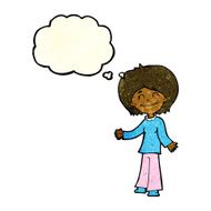 cartoon happy woman with thought bubble N79