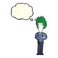 cartoon vampire man with thought bubble N39