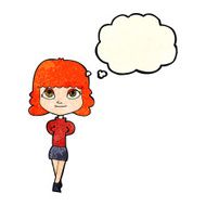 cartoon happy girl with thought bubble N26