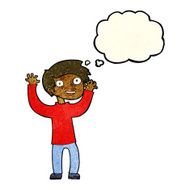 cartoon happy man with thought bubble N136