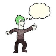 cartoon vampire man with thought bubble N40