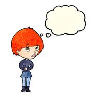cartoon nervous woman with thought bubble N9