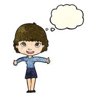 cartoon happy girl with thought bubble N27