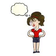 cartoon woman with hands on hips thought bubble N66