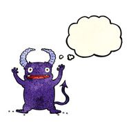 cartoon little devil with thought bubble N6