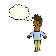 cartoon happy man with thought bubble N137