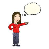 cartoon woman pointing with thought bubble N62
