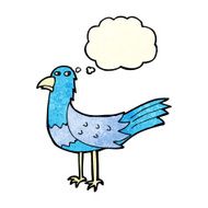 cartoon bird with thought bubble N87