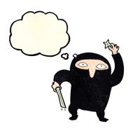 cartoon ninja with thought bubble N3
