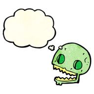 cartoon spooky skull with thought bubble N44