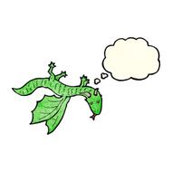 cartoon little dragon with thought bubble N2