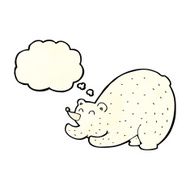 cartoon stretching polar bear with thought bubble N2