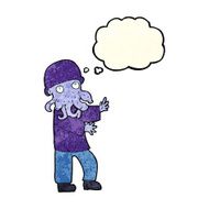 cartoon monster man with thought bubble N4