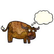 cartoon cow with thought bubble N12