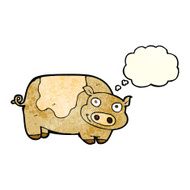 cartoon pig with thought bubble N4