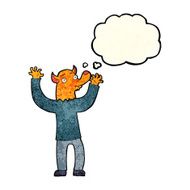 cartoon happy fox man with thought bubble N6