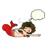 cartoon mermaid with thought bubble N17
