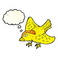 cartoon garden bird with thought bubble N11