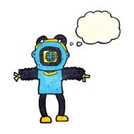 cartoon deep sea diver with thought bubble N10