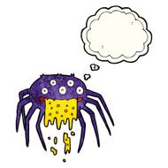 cartoon gross halloween spider with thought bubble N7