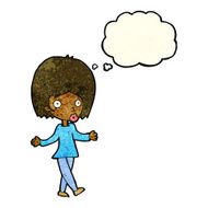 cartoon confused woman with thought bubble N24
