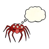 cartoon gross halloween spider with thought bubble N8