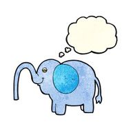 cartoon elephant squirting water with thought bubble N8