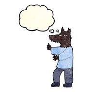 cartoon werewolf with thought bubble N6