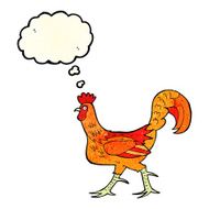 cartoon cockerel with thought bubble N9