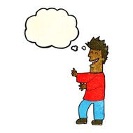 cartoon laughing man with thought bubble N8