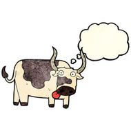cartoon bull with thought bubble N6