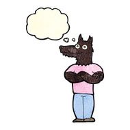 cartoon werewolf with thought bubble N8