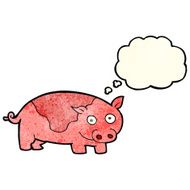 cartoon pig with thought bubble N5