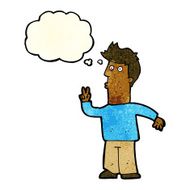 cartoon man signalling with hand thought bubble N2