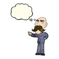 cartoon annoyed old man pointing with thought bubble N4