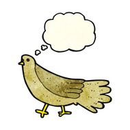 cartoon bird with thought bubble N90