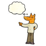 cartoon pointing fox man with thought bubble N2
