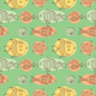 Fish vector seamless pattern