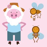 pig beekeeper and bee